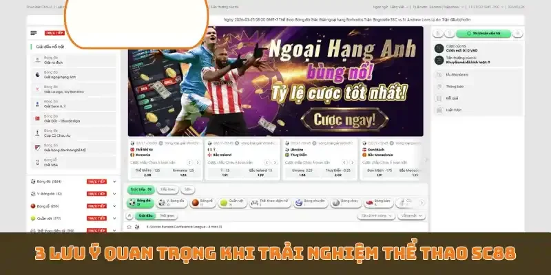 3 lưu ý quan trọng khi trải nghiệm thể thao SC88